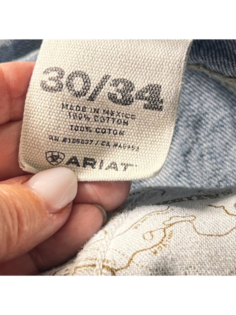 Ariat Mens Distressed Straight Denim Jeans 30/34 Stitching Embroidered Western - Picture 6 of 16